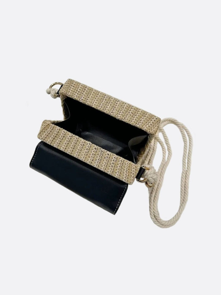 Bolso de paja y piel