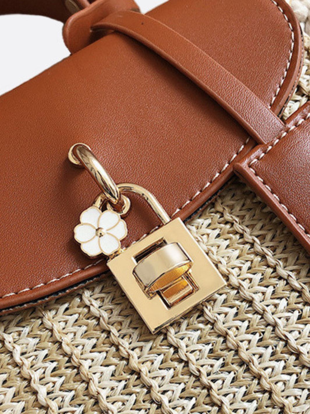 Bolso de paja y piel