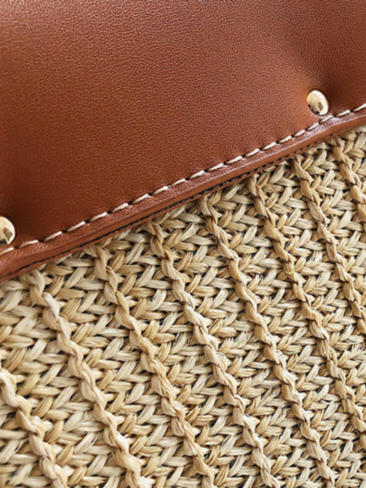 Bolso de paja y piel