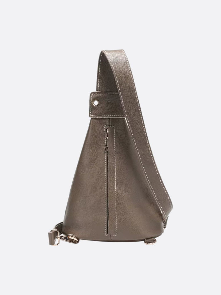 Bolso bandolera ancho de piel
