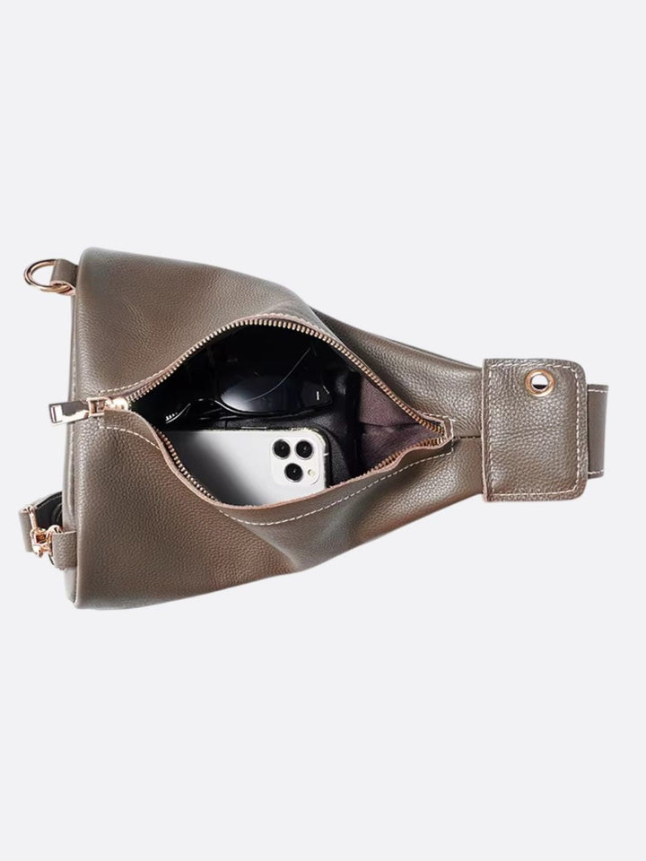 Bolso bandolera ancho de piel