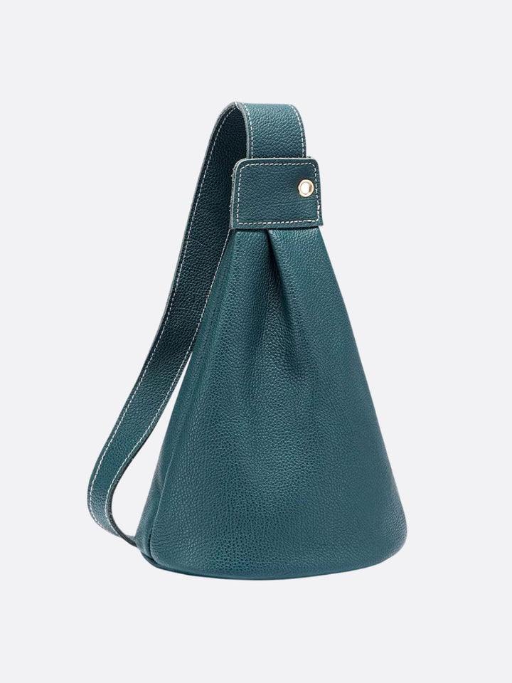 Sac cuir bandoulière large bleu foncé