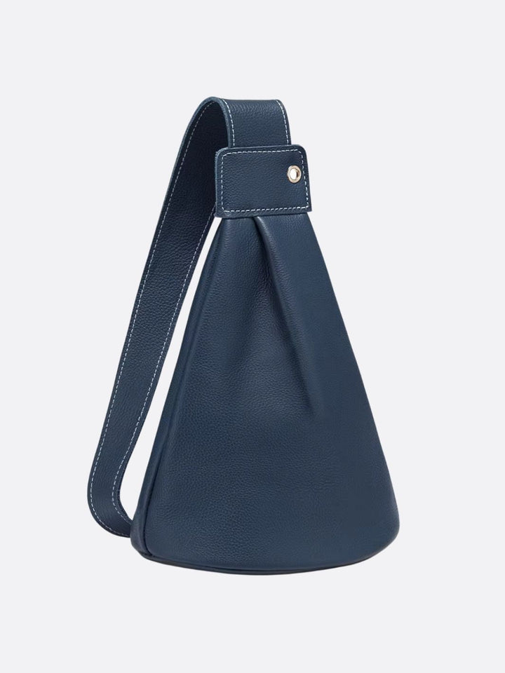 Sac cuir bandoulière large bleu marine