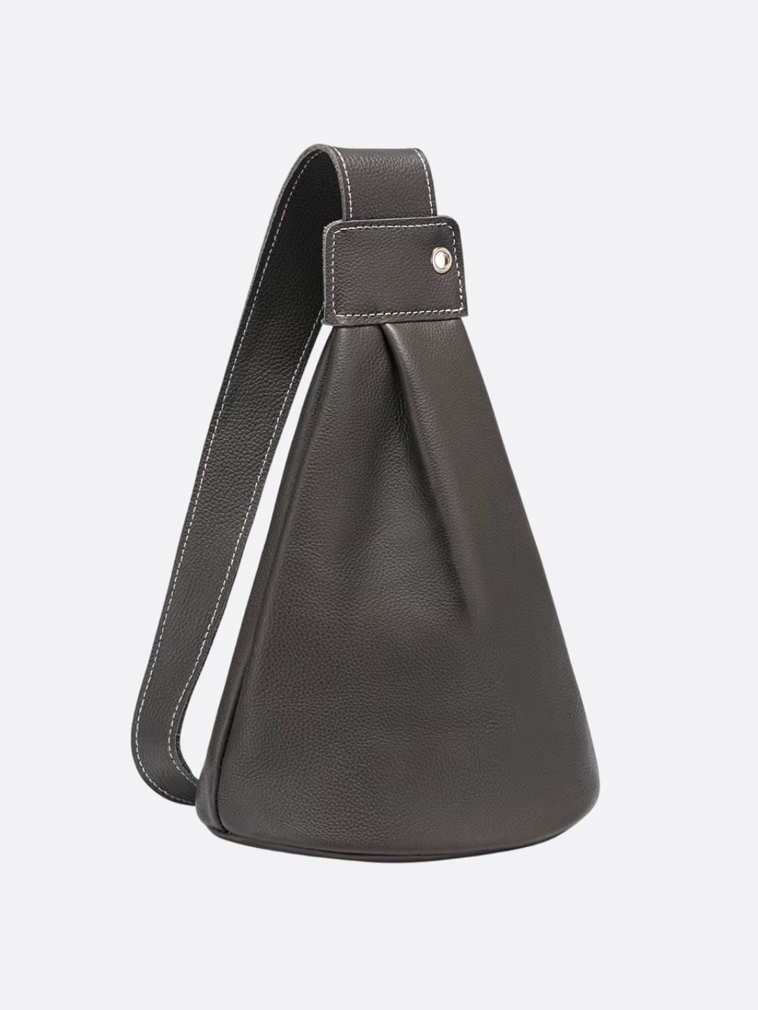 Sac cuir bandoulière large gris foncé