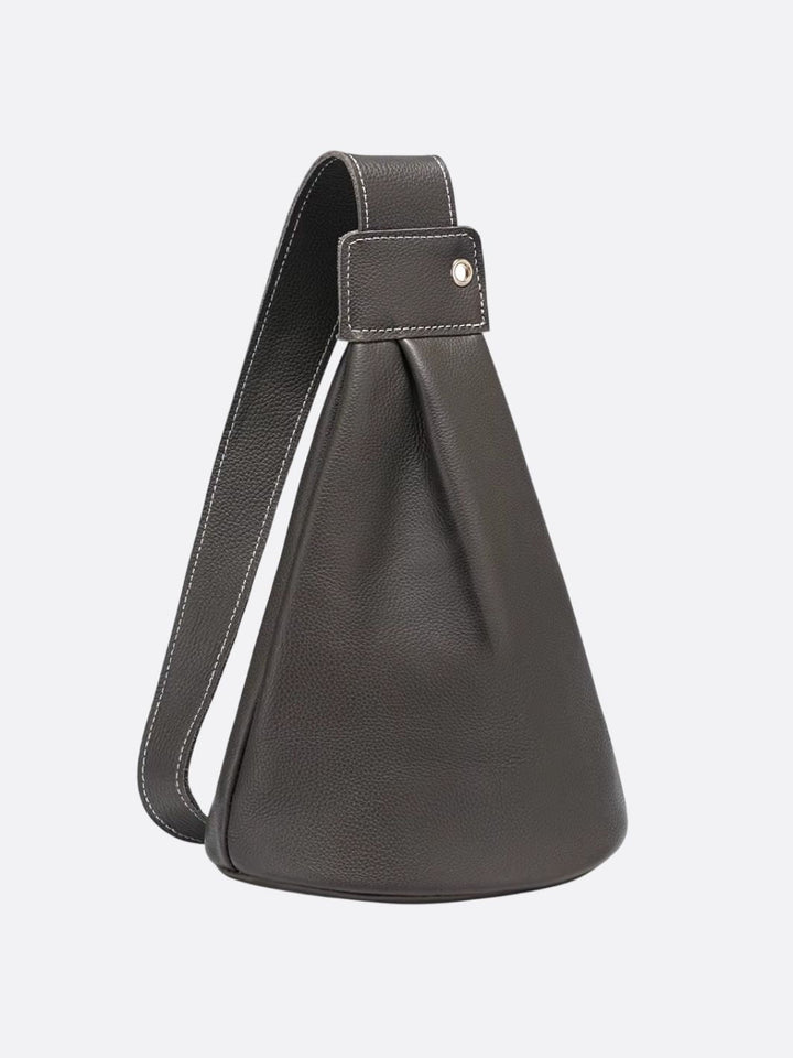 Sac cuir bandoulière large gris foncé