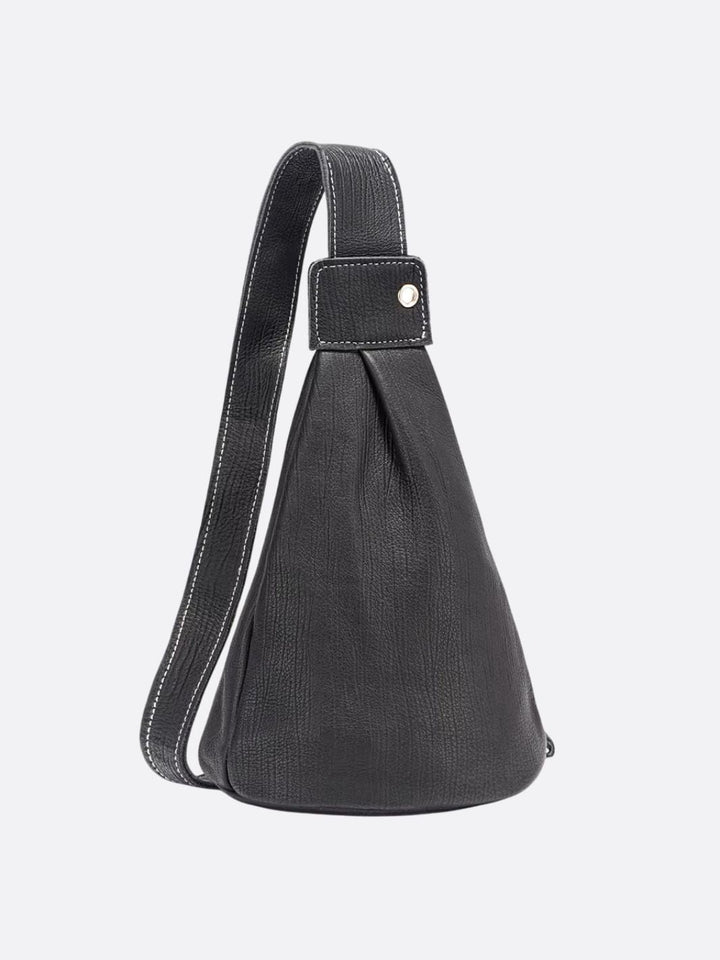 Sac cuir bandoulière large noir