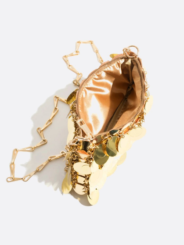 Bolso de lentejuelas doradas
