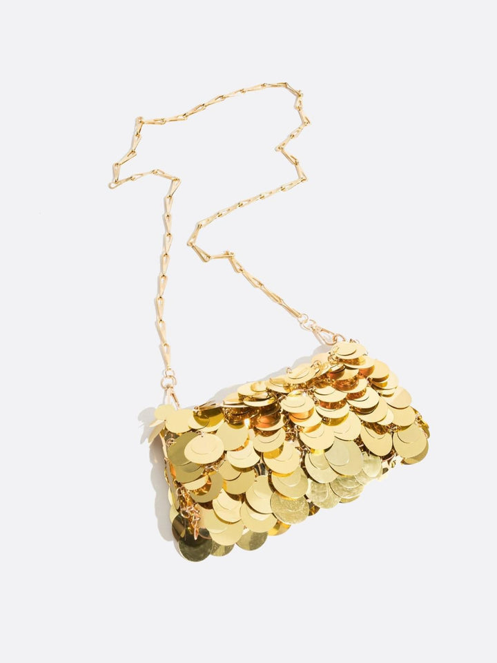 Bolso de lentejuelas doradas
